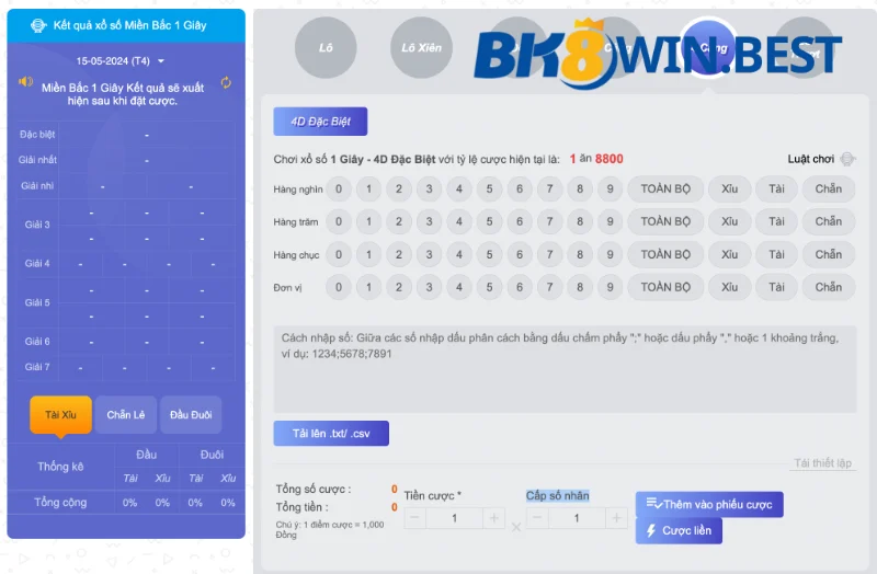 Tỷ lệ trả thưởng xổ số siêu tốc miền Bắc 1s
